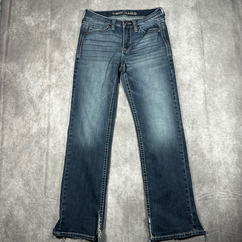 Cody James Mens 29x32 Western Bootcut Jeans Medium Wash Embroidered Pockets Blue